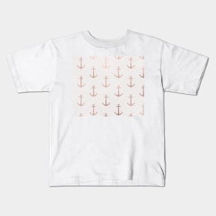 Marble & rose gold anchor design Kids T-Shirt